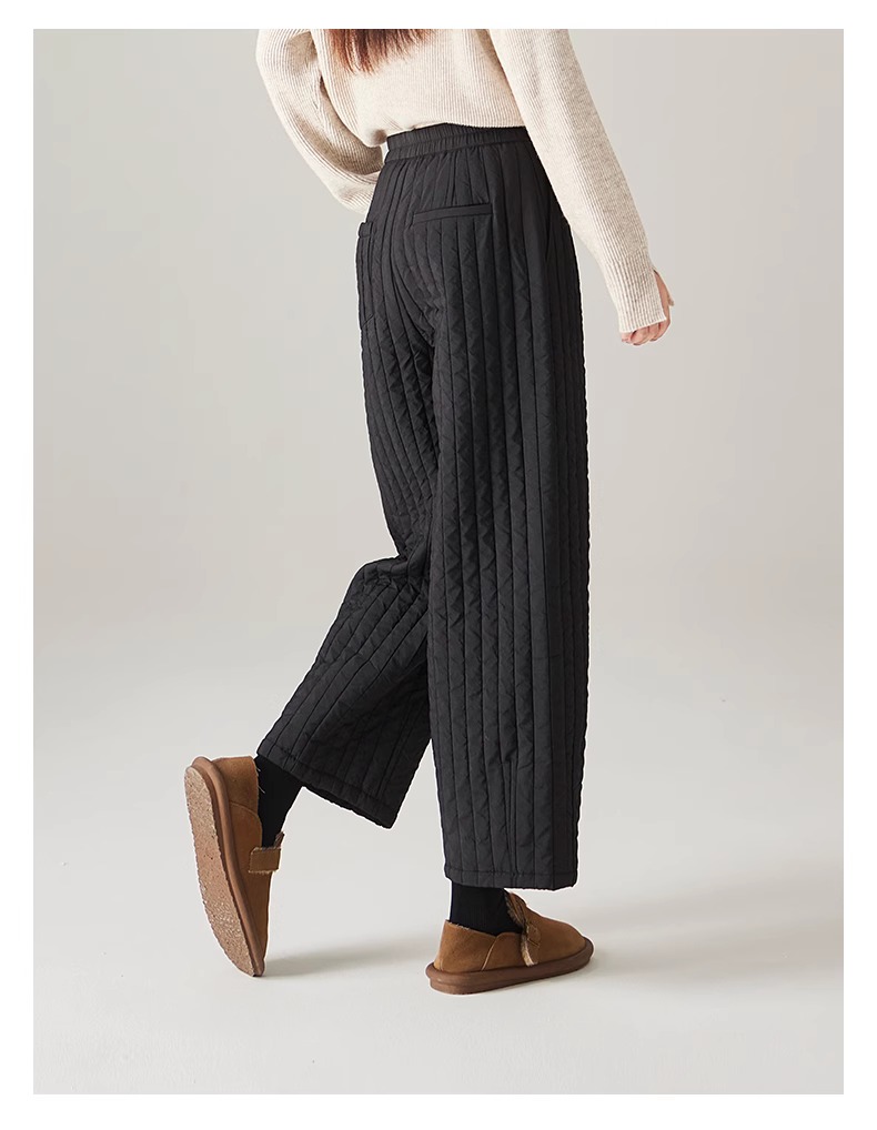 2024 Winter New Fashion Loose Slimming Commute Warm Padded Casual Wide-Leg Pants for Women